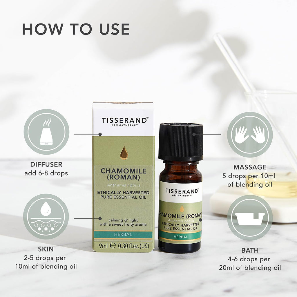 Tisserand Chamomile Roman Organic Essential Oil 0.33 oz Oil