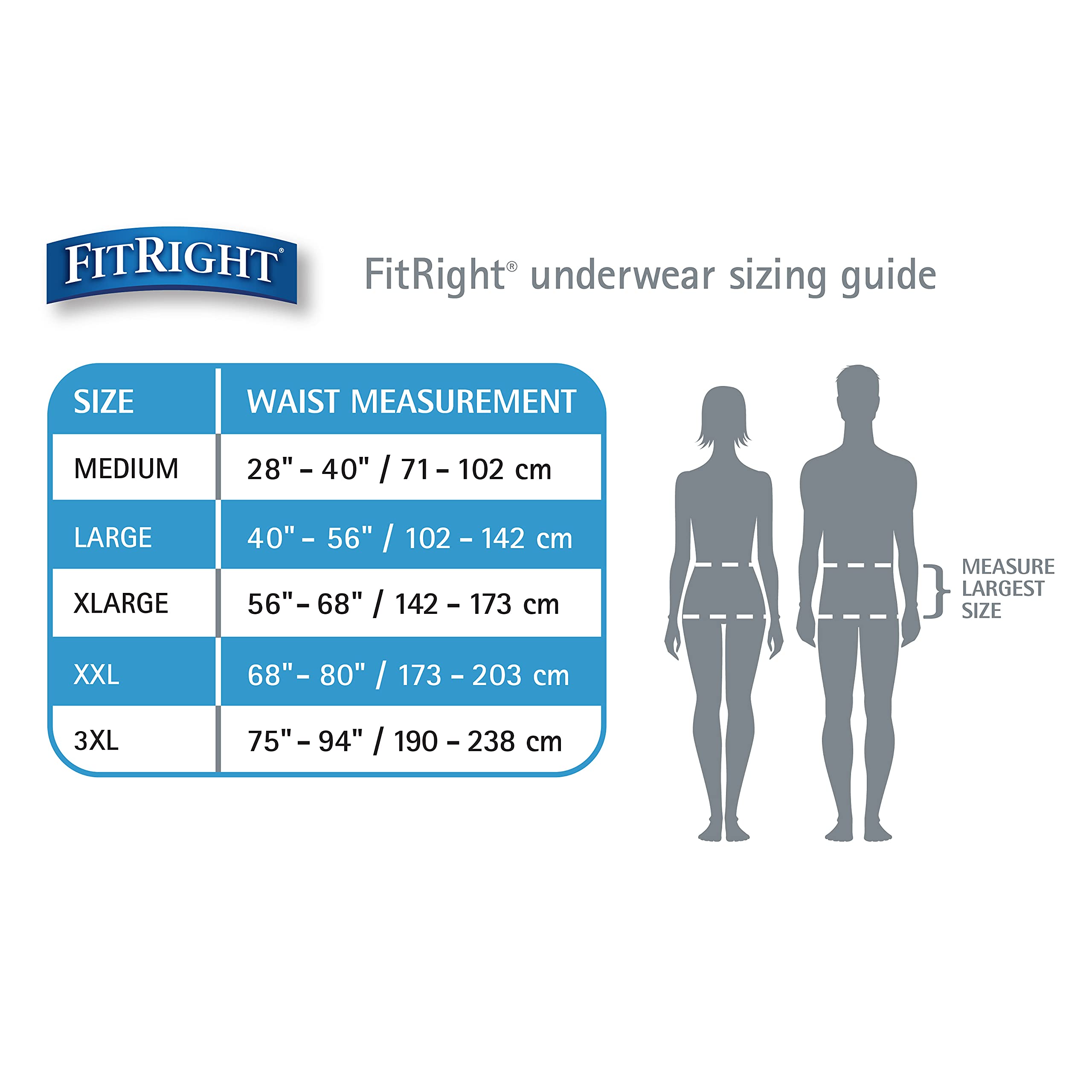 FitRight Ultra Adult Incontinence Underwear, Heavy Absorbency, X-Large, 56 - 68, 4 Packs of 20 (80 Total)