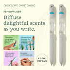 Lifelines Pen Diffuser Set, 2-Pack (Crisp Mountain Air) - 1mm Black Ballpoint Pens with Scented Essential Oil Blends - Aromather