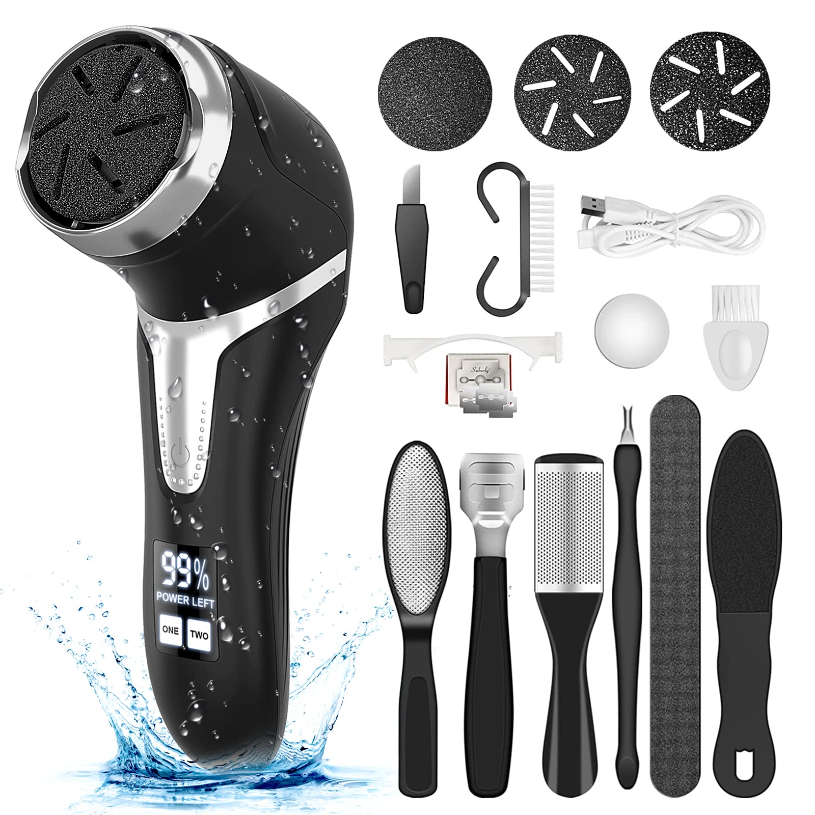 Electric Callus Remover for Feet with Vacuum, Professional Pedicure Tools Kit, Rechargeable Waterproof Foot File for Foot Care D
