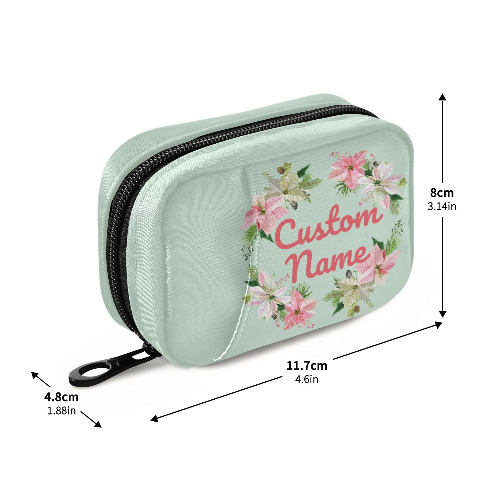 Custom Pill Box 7 Day Pill Case Bag Christmas Flower Personalized Name Travel Pill Organizer Bag with Zipper Portable Weekly Cas