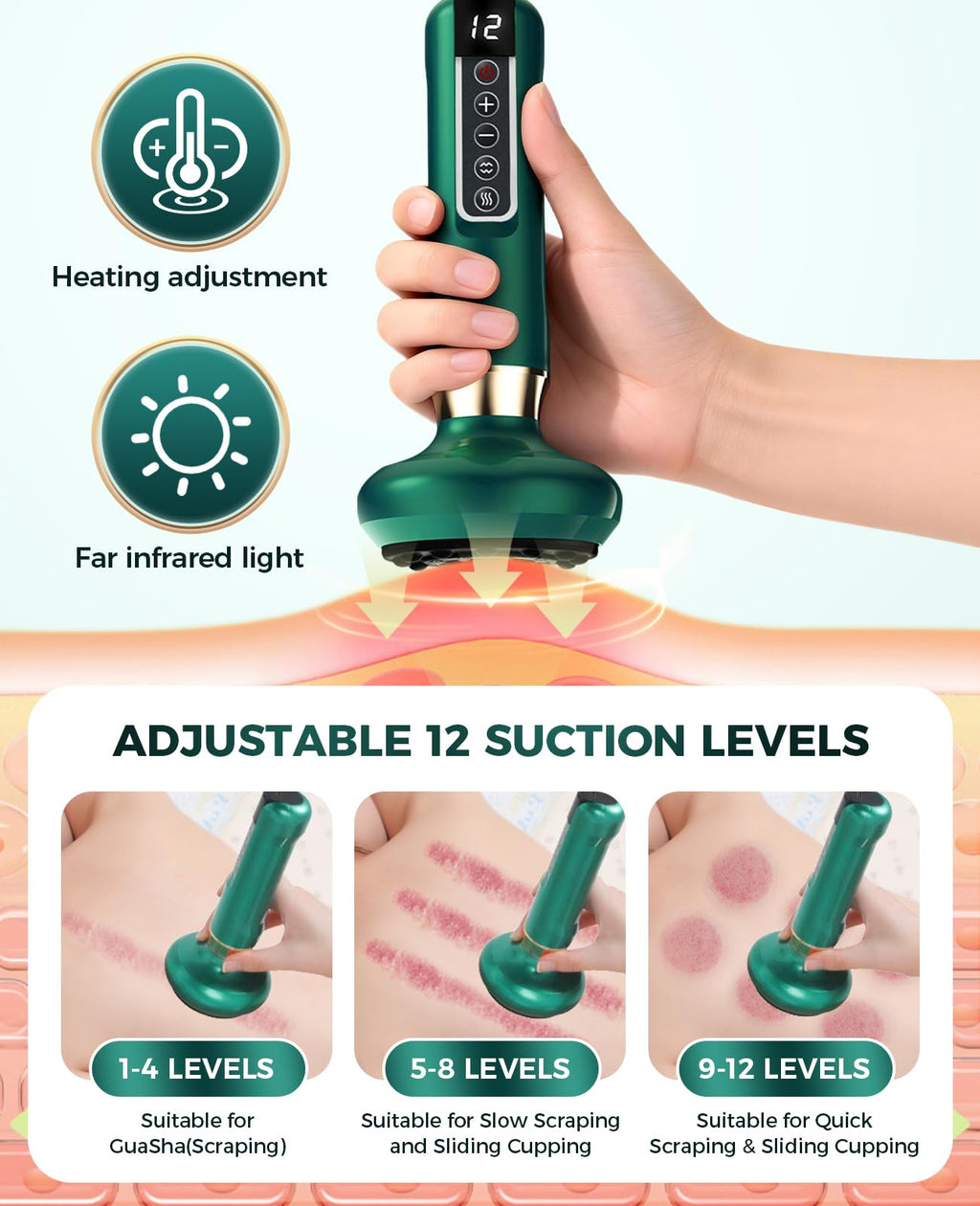 Uojojop Intelligent Handheld Massage Tool for Anti - Cellulite, Electric Cupping Device with 12 Suction Modes. This Fat Remover