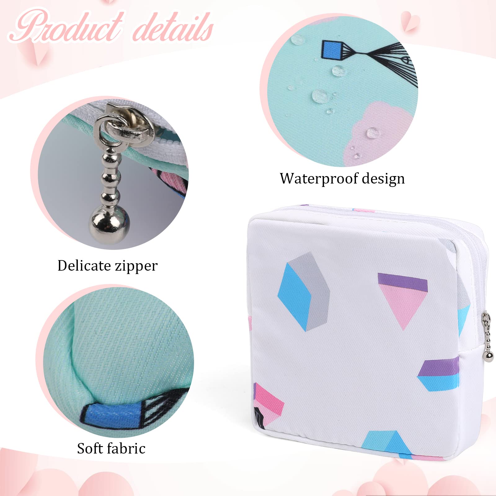 Vin Beauty 3pcs Period Bag,Period Pouch,Sanitary Napkin Storage Bag, Portable Reusable Menstrual Pads Bags,Tampon Storage Pouch