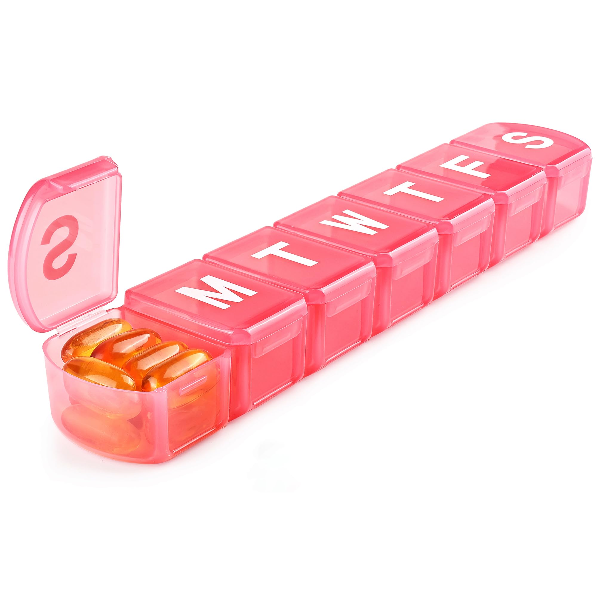 XL Weekly Pill Organizer 7 Day, MOLN HYMY 1 Week Jumbo Pill Dispenser Case One Time a Day, Daily Medicine Container to Hold Medi