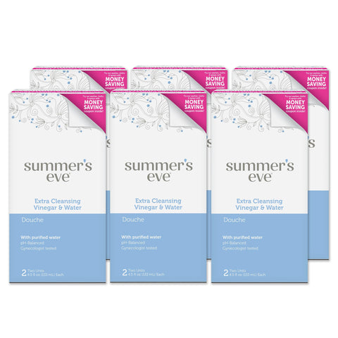 Summer's Eve Douche, Extra Cleansing Vinegar & Water, Vaginal Douche for Women, 2 Units, 4.5 Oz Each, 6 Pack