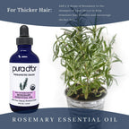 PURA DOR Organic Rosemary Essential Oil, 4oz, Therapeutic Grade, for Hair, Body, Skin, Aromatherapy, Relaxation, Massage, Mood,