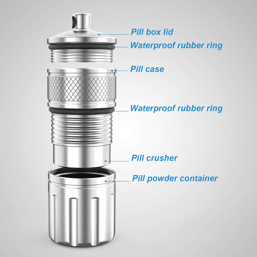 MEECN Pill Crusher & Cases, Medicine to Fine Powder, Stainless Steel Crushes Pills, Waterproof (Vitamin Crusher)