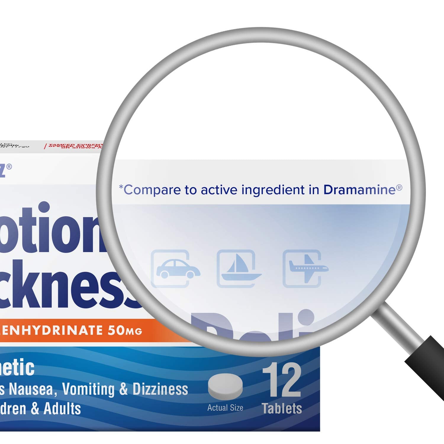 HealthA2Z Motion Sickness Relief | Dimenhydrinate 50mg | Antiemetic | Prevents Nausea, Vomiting & Diziness | for Children & Adul