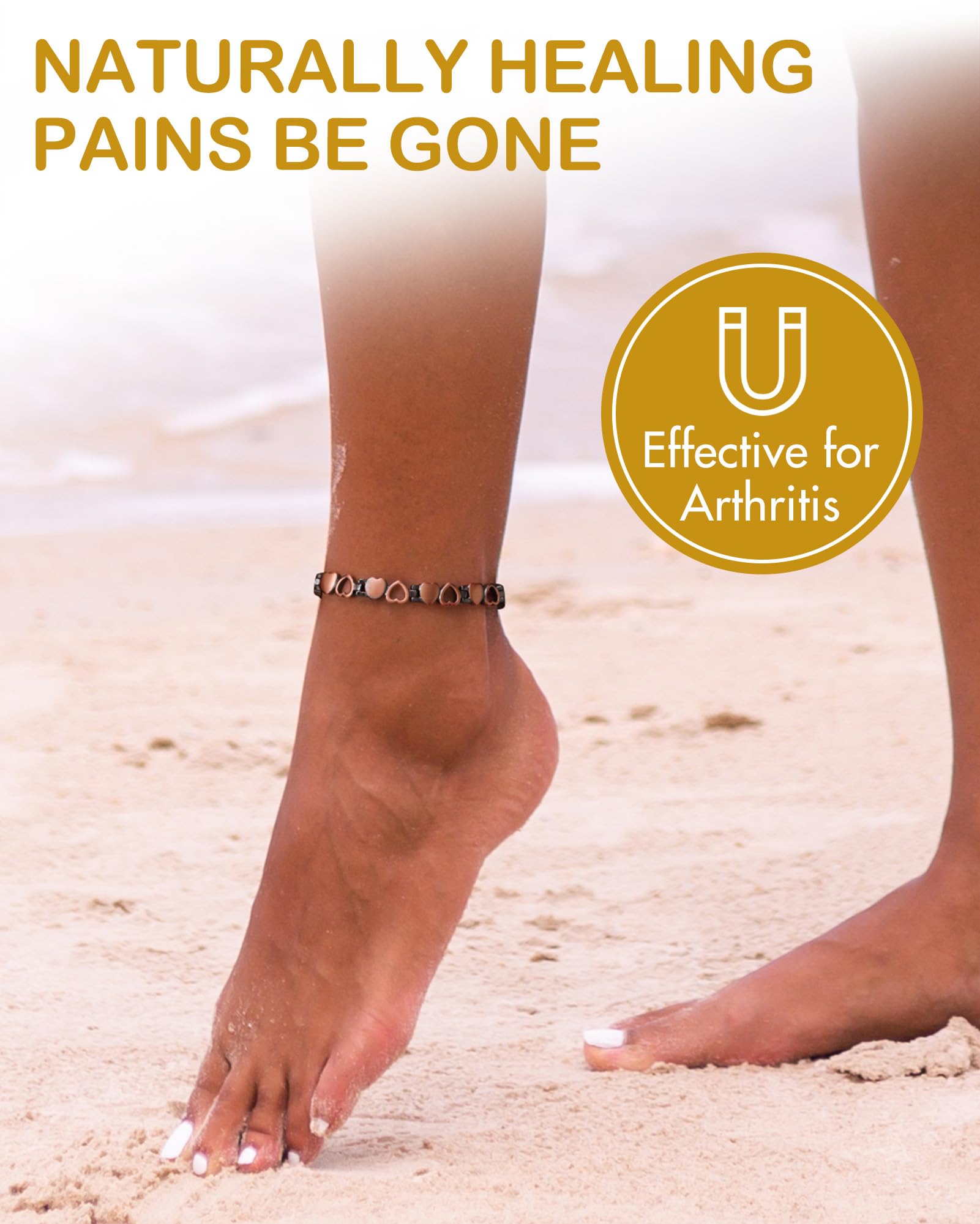 Feraco Copper Ankle Bracelet for Women, 99.99% Pure Copper Magnetic Anklet with 3500 Gauss Neodymium Magnet, Adjustable Jewelry
