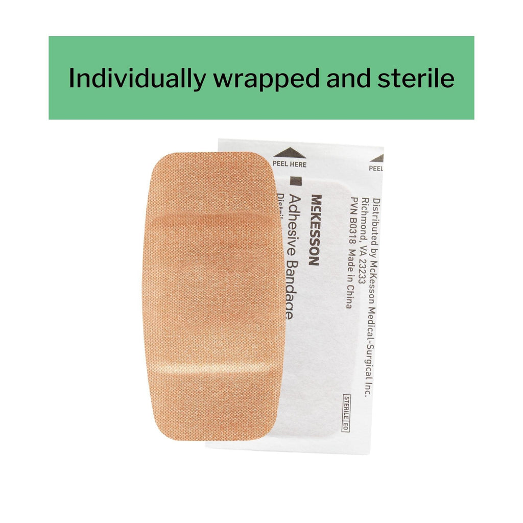 McKesson Adhesive Bandages, Sterile, Fabric Patch, 2 in x 4 in, 50 Count, 24 Packs, 1200 Total