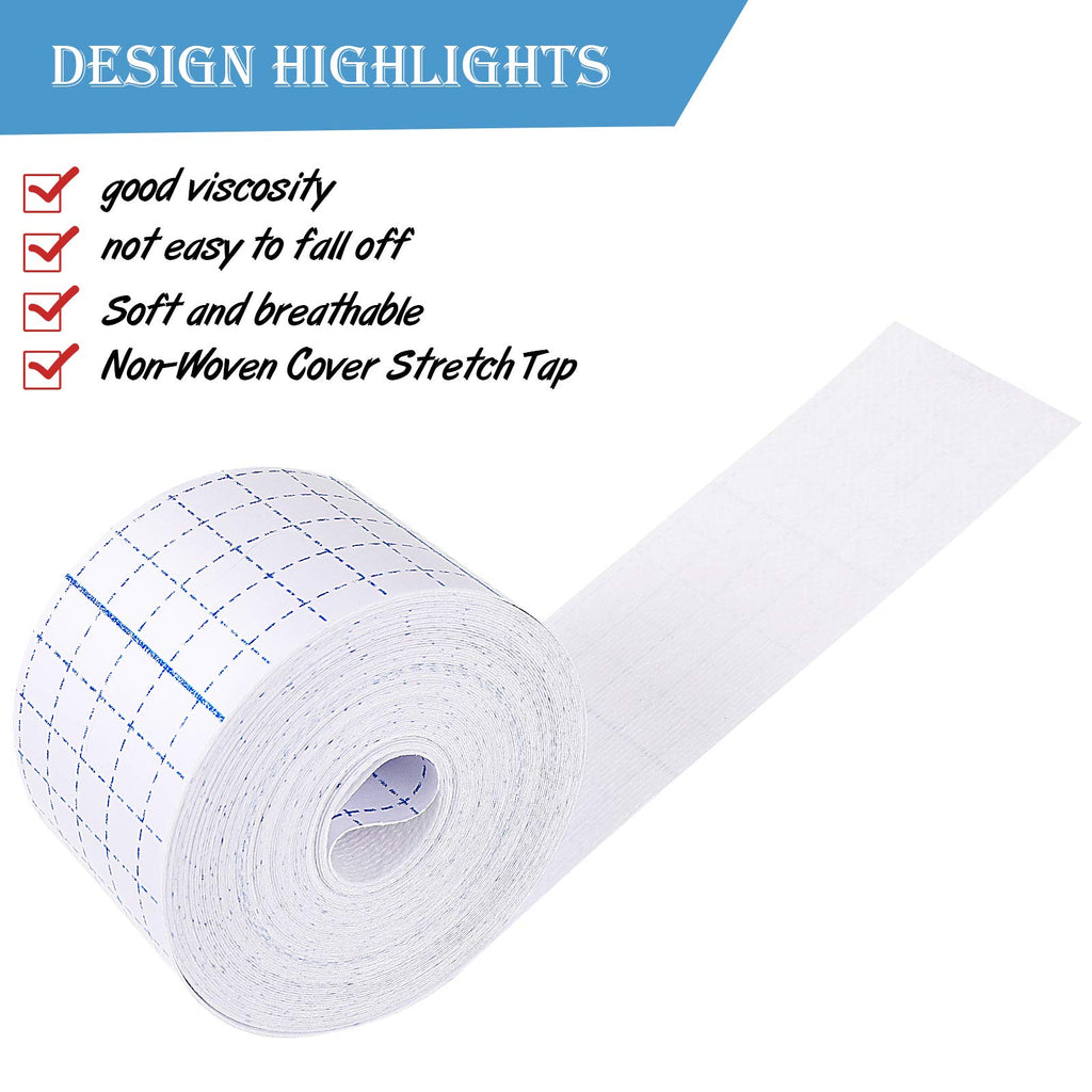 Nuanchu 2 Rolls Non-Woven Cover Roll Stretch Tape Non-Woven Adhesive Bandages Breathable Bandage Tape Cohesive Wrap Bandages Pro
