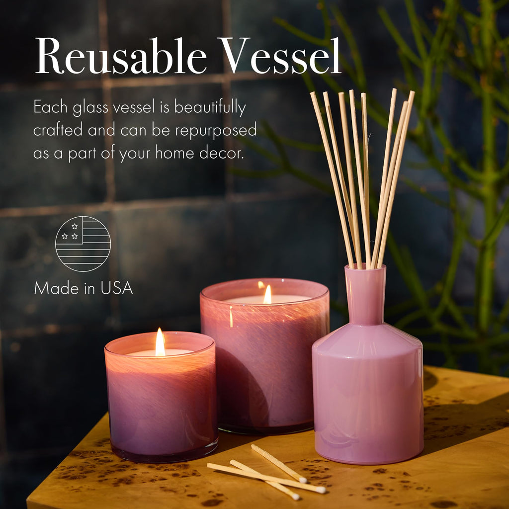 LAFCO New York Classic Reed Diffuser, Midnight Cactus - 6 oz - Up to 3 Months Fragrance Life - Reusable Glass Vessel - Natural W