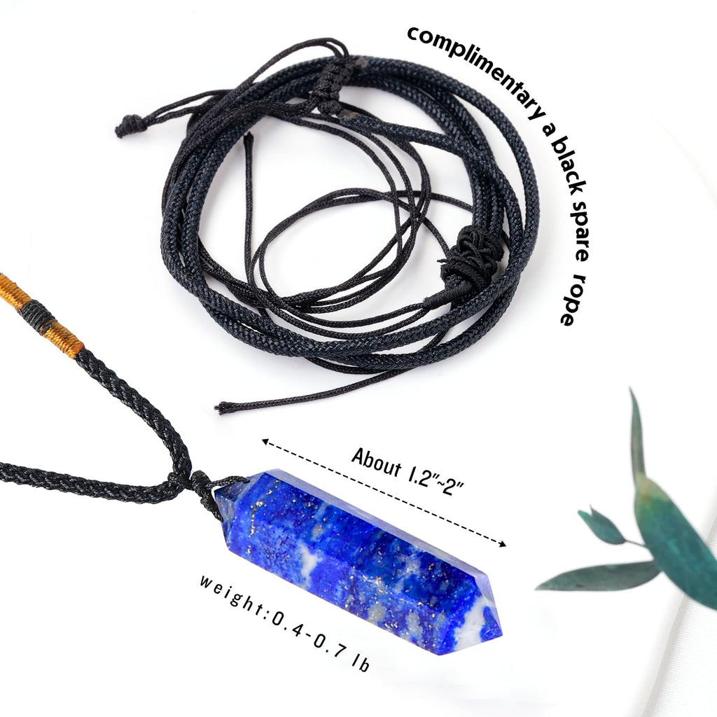 Runyangshi Blue Lapis Lazuli Healing Crystal Pendants, Double Pointed Natural Crystal Quartz Necklace 6 Faceted Chakra Crystal W