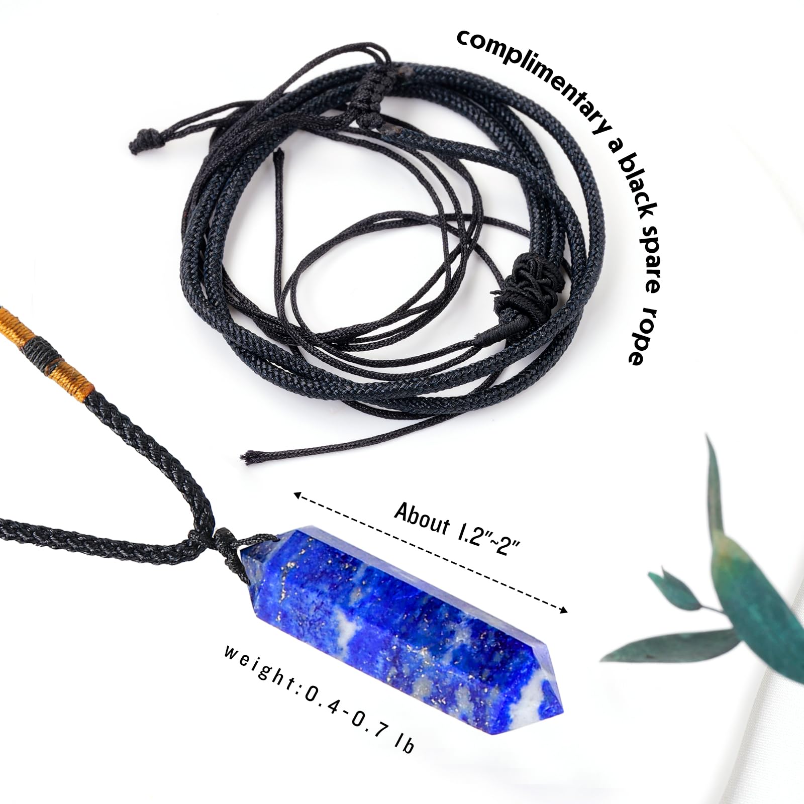 Runyangshi Blue Lapis Lazuli Healing Crystal Pendants, Double Pointed Natural Crystal Quartz Necklace 6 Faceted Chakra Crystal W