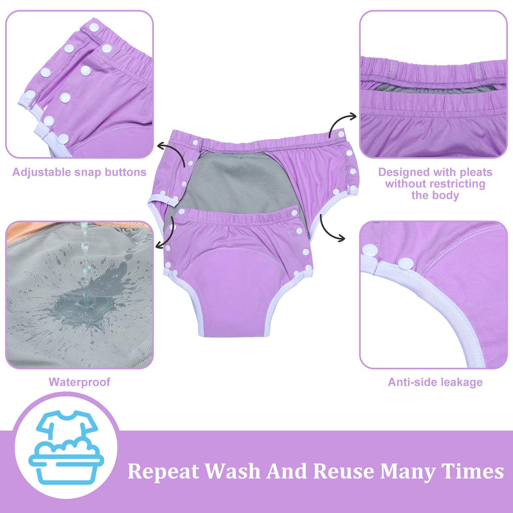 Timgle 8 Pcs Reusable Adult Diapers for Women Incontinence Adults Leak Proof Cotton Cloth Underwear Washable Absorbency Underpan
