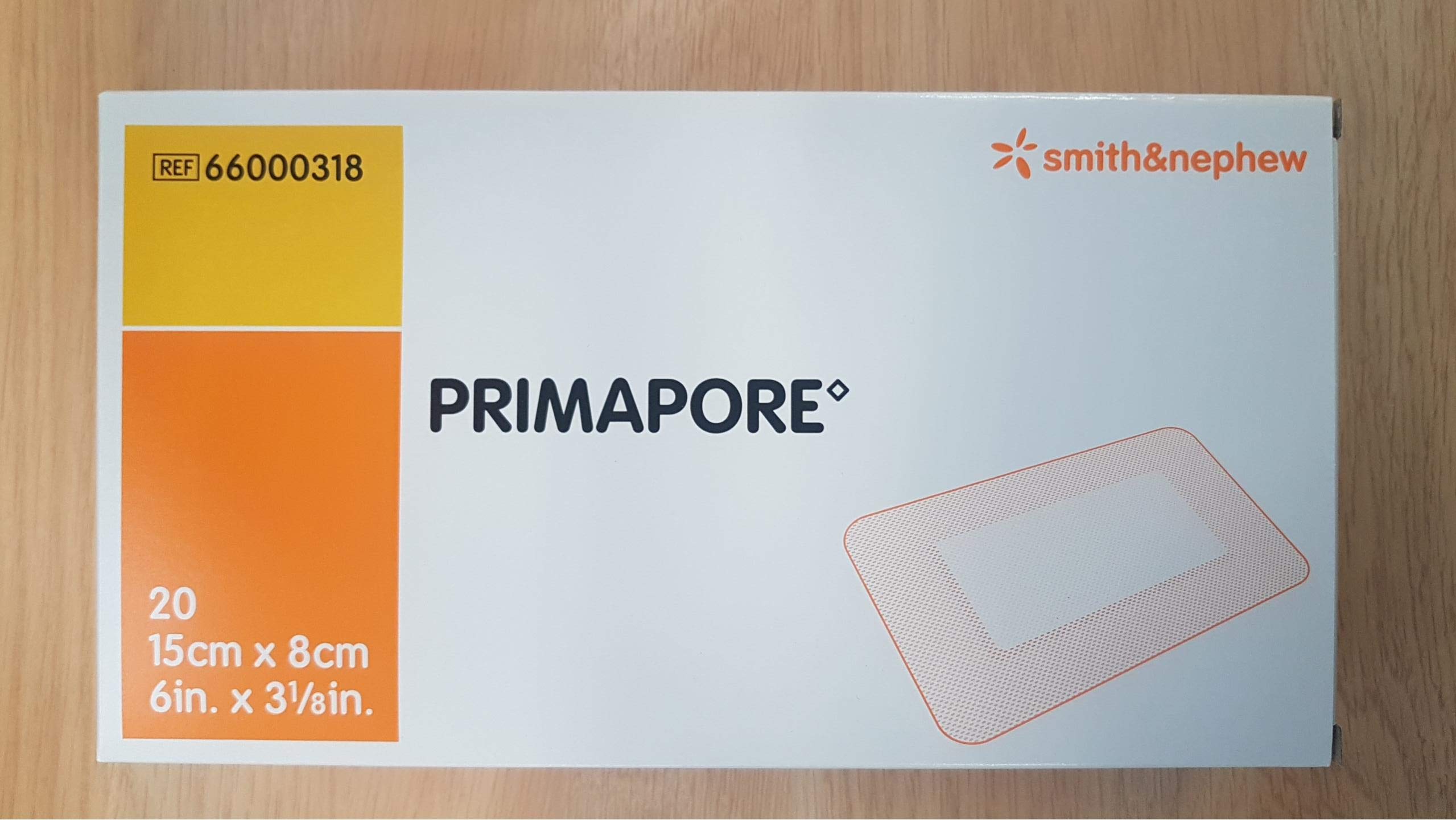 Smith & Nephew Adhesive Dressing Primapore 6 X 3 1/8 Polyester Rectangle Tan Sterile (#66000318, Sold Per Pack)