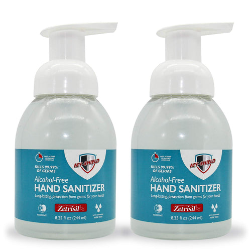 My-Shield Hand Sanitizer Foam 8.25 oz.(2-pack) Alcohol-Free, Long-lasting Protection. Eliminates 99.9%. Moisturizes With Aloe Ve