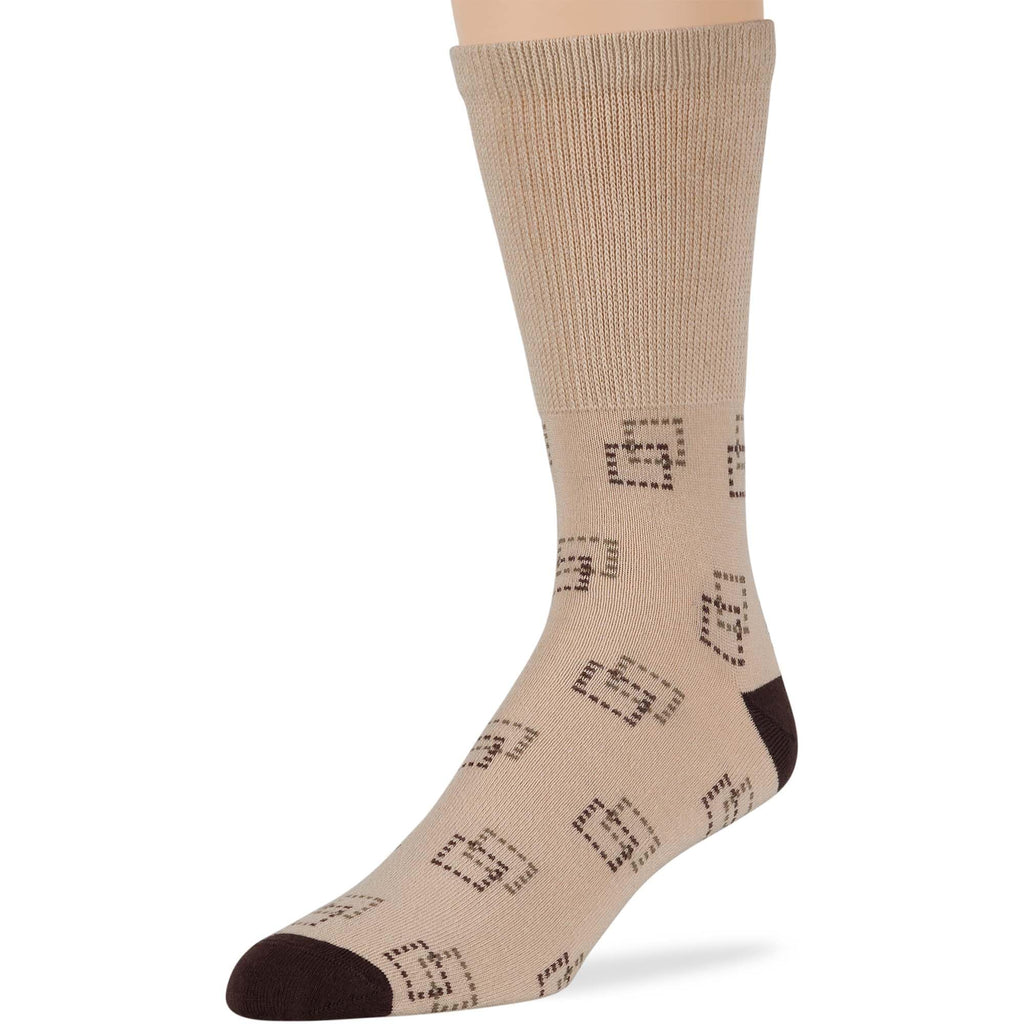 7BigStars Men's Diabetic Non-Binding Cotton Crew Socks - 5 Pack Big Tall - Stripe Pattern - Sock Size 13-15 Shoe Size 12-15 XL L