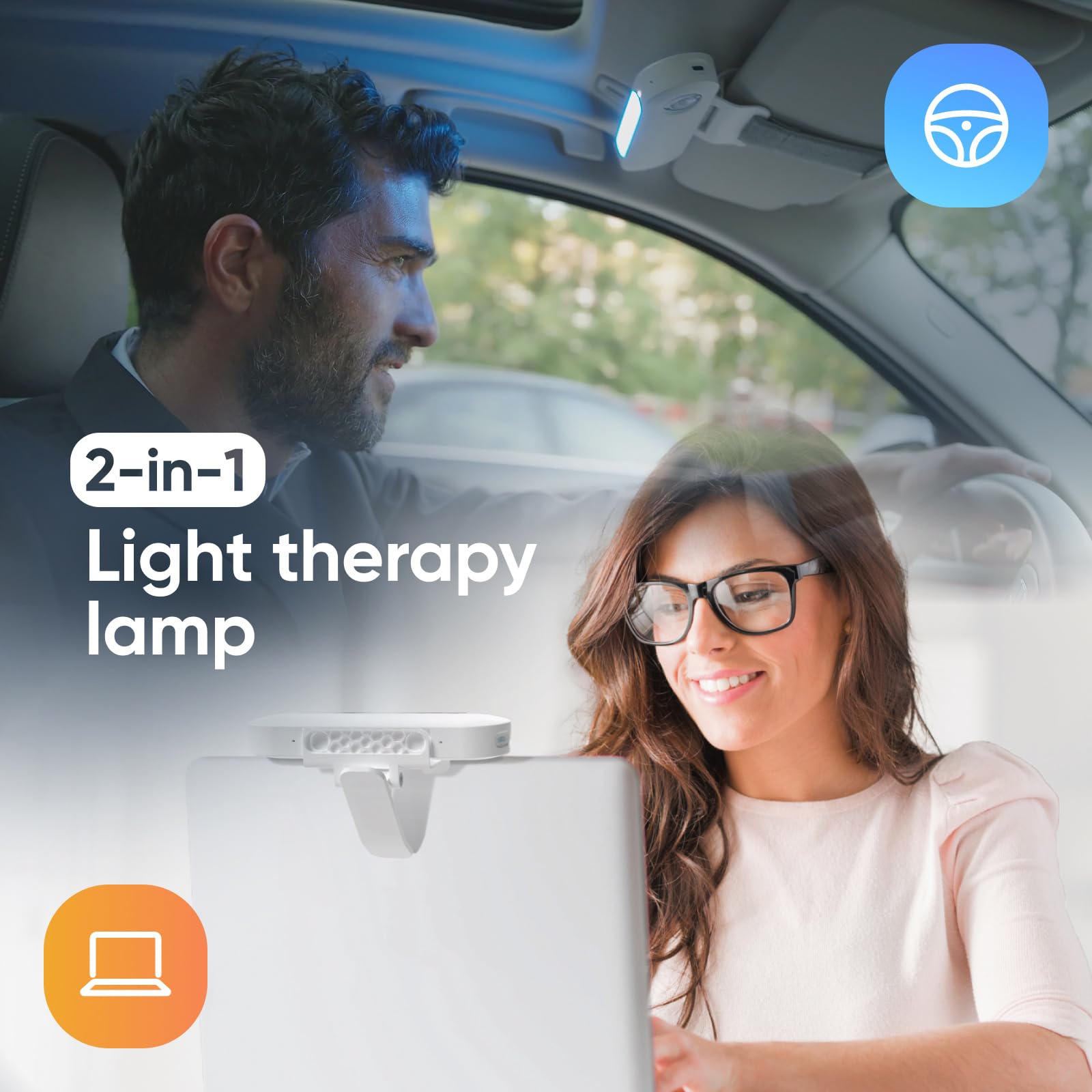Luminette Drive - First 2-in-1 Light Therapy Lamp - Enjoy The Benefits of Light Therapy in Your Car or at Your Computer
