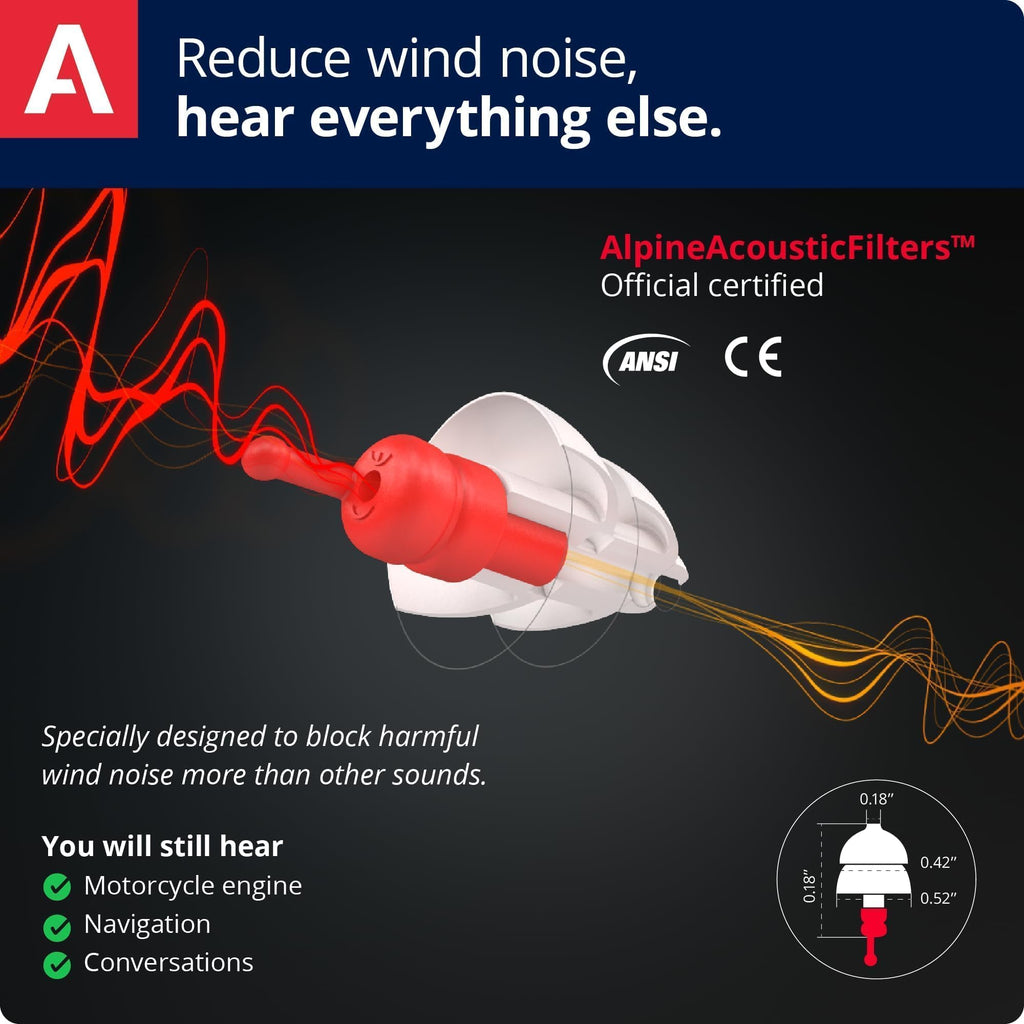 Alpine MotoSafe Race - Motorcycle Ear Plugs for Wind Noise Reduction - 20dB - Motorcycle Hearing Protection - Ultra Soft Comfort