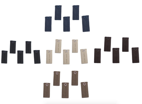 25-Pack Pant Waistband Extension - Adjustable Cotton Button (5 of Each: Black, Khaki, Navy Blue, Brown, Taupe Grey) - Instant Br