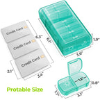 AUVON XL Weekly Pill Organizer 2 Times a Day, Pill Box 7 Day with One-Side Large Openings for Easy to Use, Cyan AM PM Pill Case