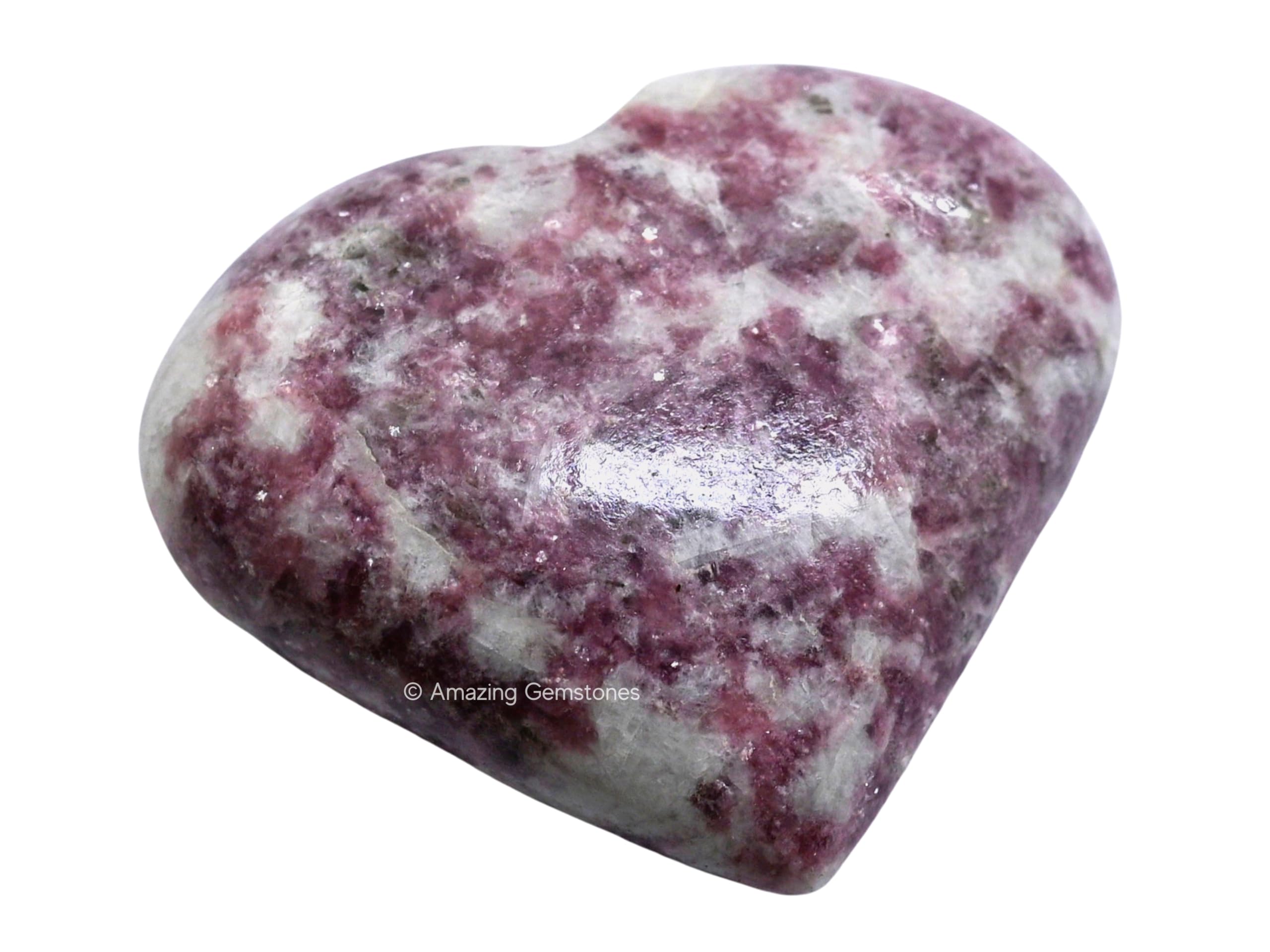 Lepidolite Crystal Heart Palm Stone - Pocket Massage Worry Stone for Natural Body Chakra Balancing, Reiki Healing and Crystal Gr