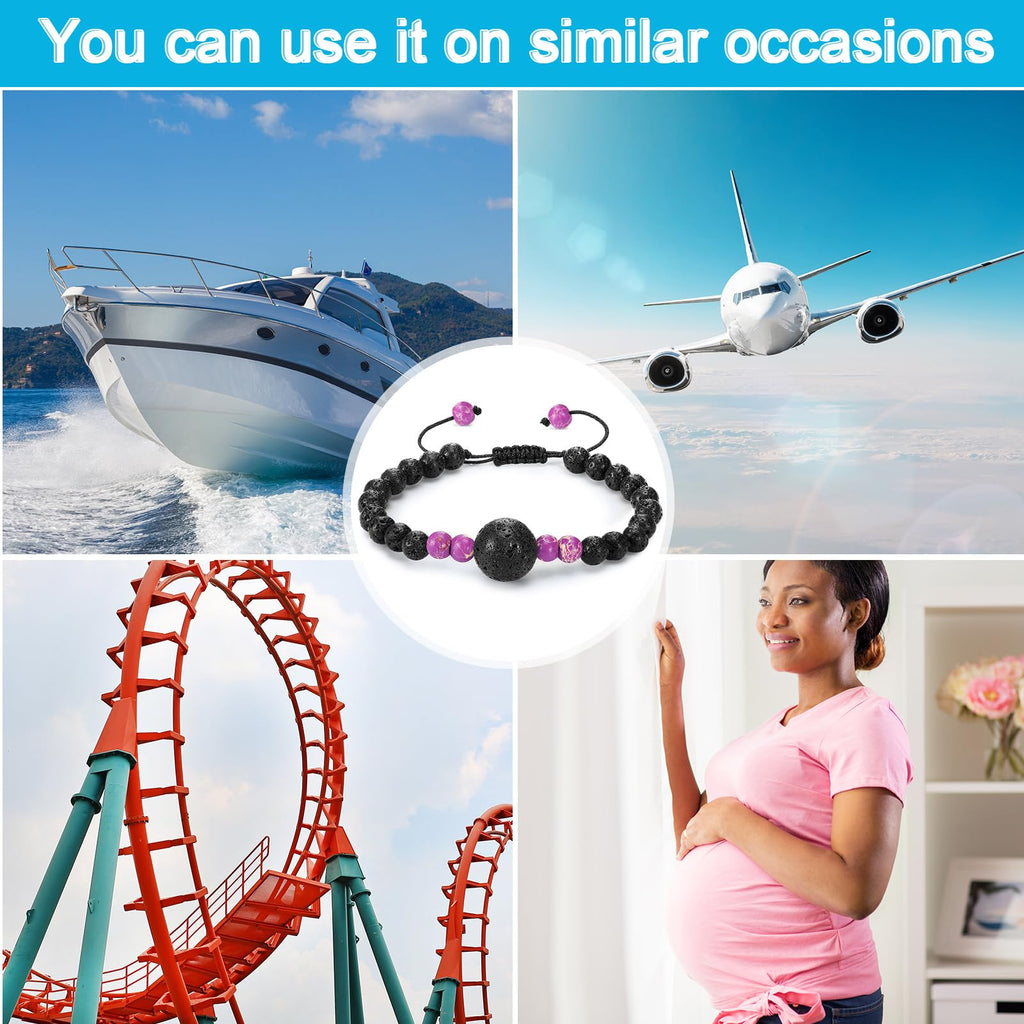 Sureio 6 Pcs Motion Sickness Bracelets Cruise Essentials Adjustable Anti Nausea Wristband for Adults Car Sea Air Sickness Relief