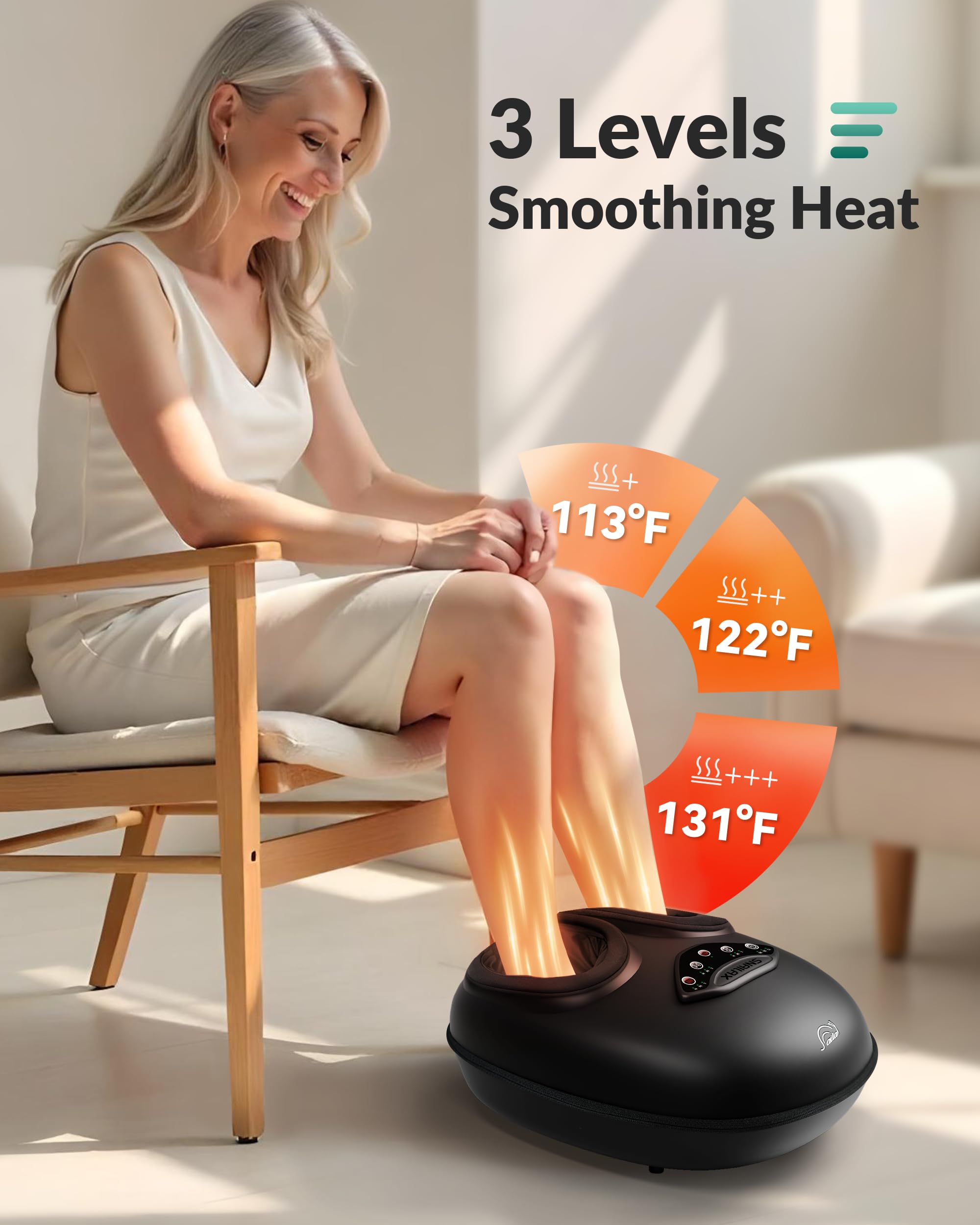 Snailax Shiatsu Foot Massager with Heat, Rolling Compression Feet Massager Machine for Plantar Fasciitis Neuropathy, Gifts for H