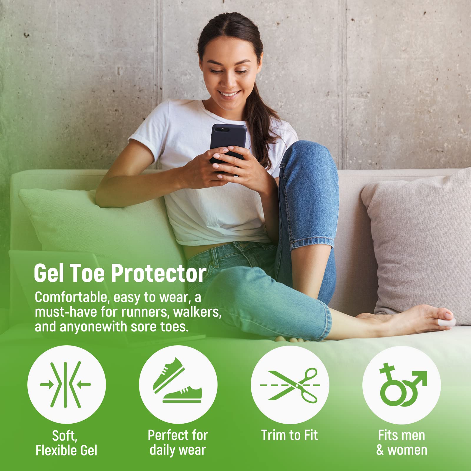 Bukihome Big Toe Protectors 10 ct, Silicone Toe Caps to Cushion Hammer Toe, Blister, Corn, Callus, Great for Running, Walking, S