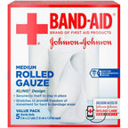 Band Aid Rolled Gauze Medium - 5 Rolls, Pack of 3
