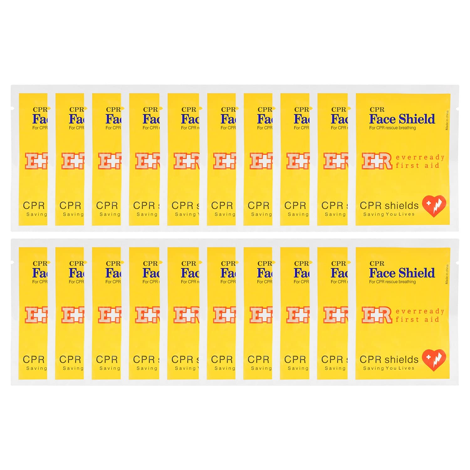Ever Ready First Aid CPR Face Shield fits Adults, Children and Infants - 20 Pack