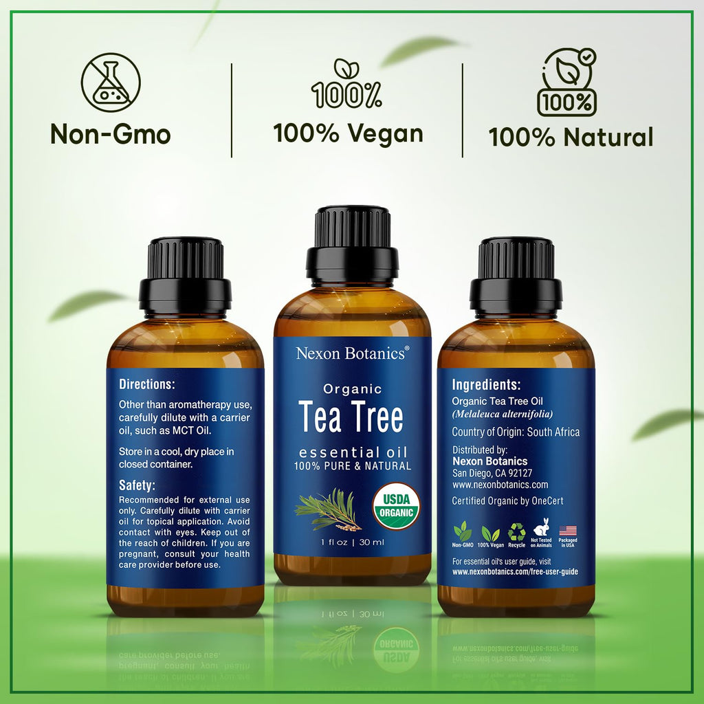 Organic Tea Tree Oil 30 ml - 100% Natural, Pure Tea Tree Essential Oil for Hair, Face, Skin Use, Scalp - Pure Tea Tree Oil Essen