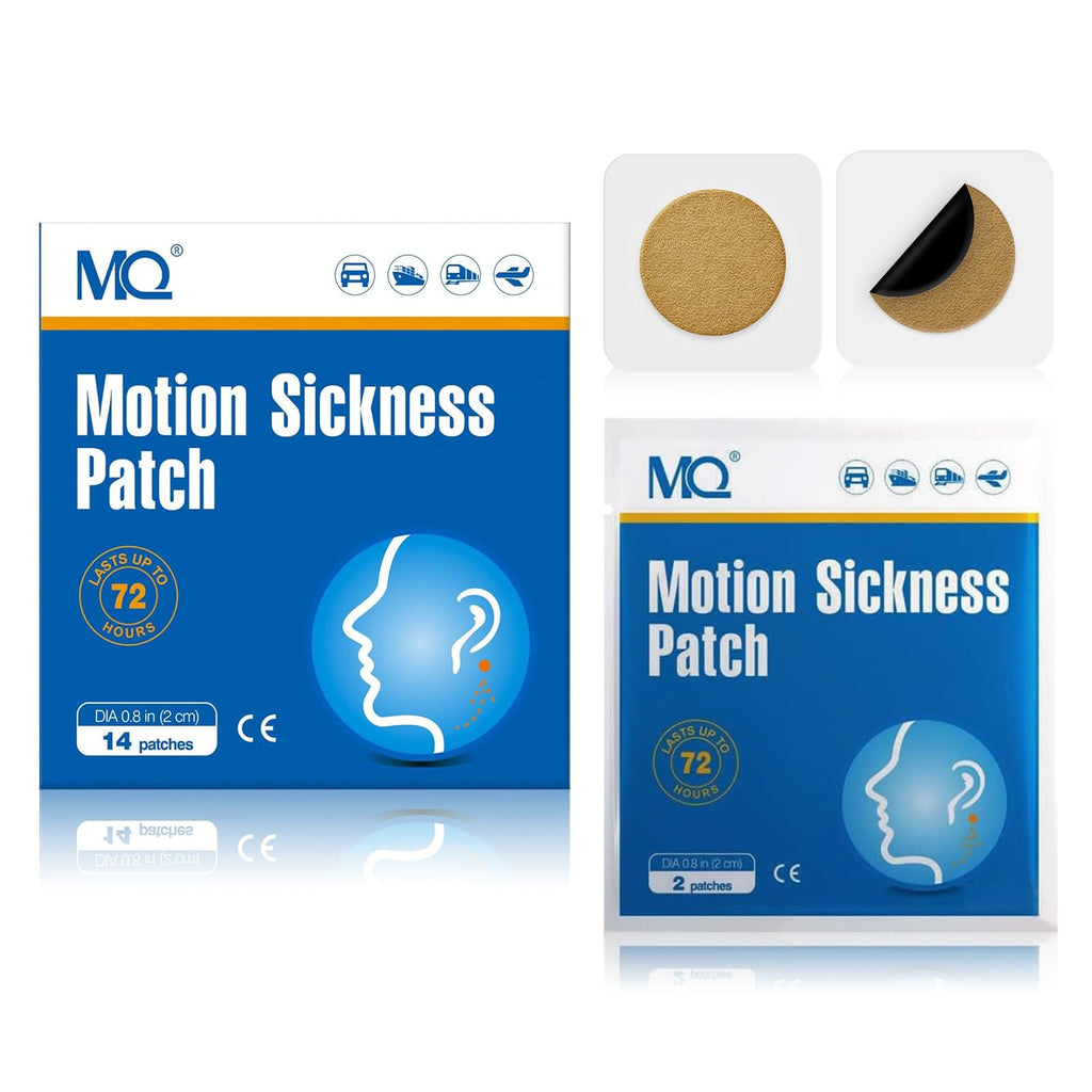 MQ 14ct Motion Sickness Patches Non Drowsy, Sea Sickness Patches for Cruise Travel Essentials, Waterproof Patch Behind Ear for C