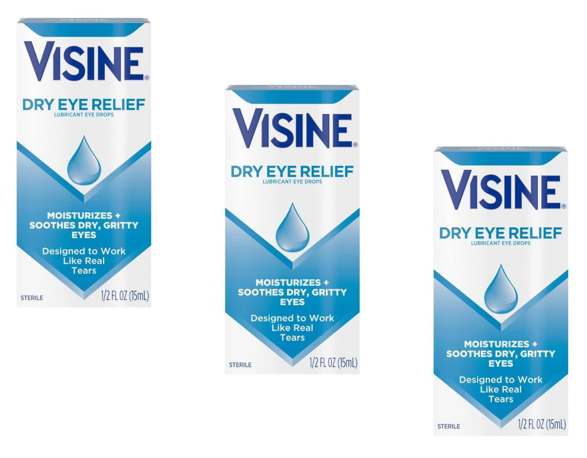 Visine Dry Eye Relief Eye Drops 0.50 oz (Pack of 3)