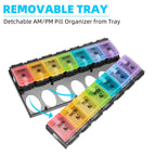 FGcase AM PM Weekly 7 Day Pill Organizer, Large Daily Pill Cases Pill Box with Easy Push Button, Pill Reminder Container for Med