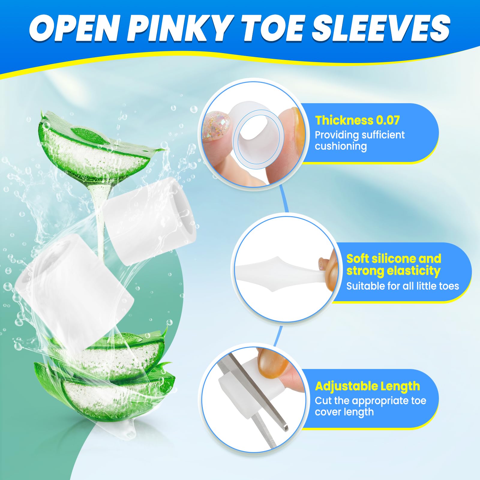 gel Toe Protectors, Open Toe Sleeves Toe Tubes Toe caps (20 PcS),New Material, great for Bunion Blisters, corns, Hammer Toes, To