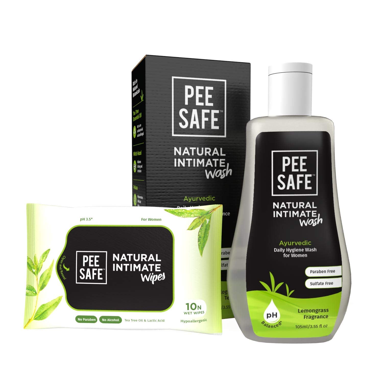 Pee Safe Intimate Wash For Women Natural Ayurvedic With Lemongrass Fragnance And 100% AlcoholFree  105Ml And Natural Intimate 