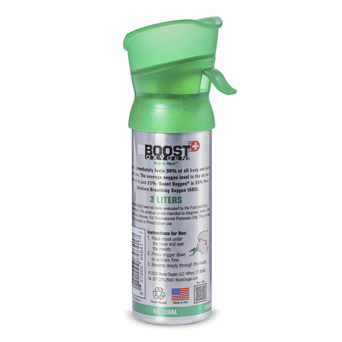 Boost Oxygen Pocket Size Natural 3L Canister | Respiratory Support for Aerobic Recovery, Altitude, Performance & Health (1 Pack)