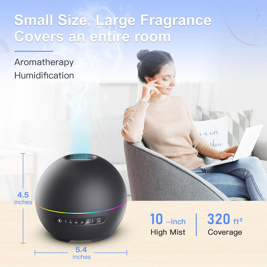THIMONES 2 Pack Essential Oil Diffuser for Home - 200ml Ultrasonic Aromatherapy Diffuser with 4 Timers & 7 Colors Night Lights,