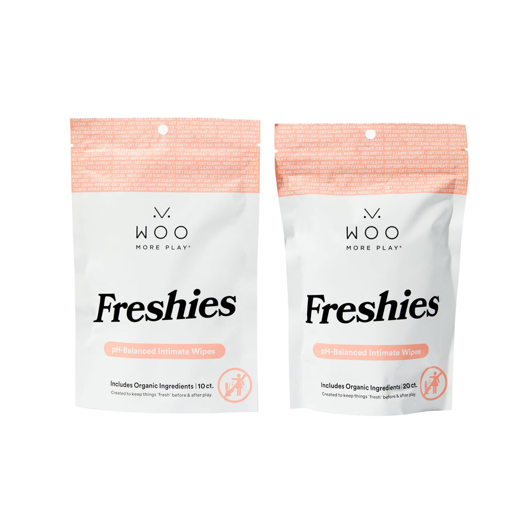 Woo More Play Freshies: All-Natural Feminine Intimacy Towelette Wipes with Coconut Water and Aloe Vera, Promotes Feminine Health