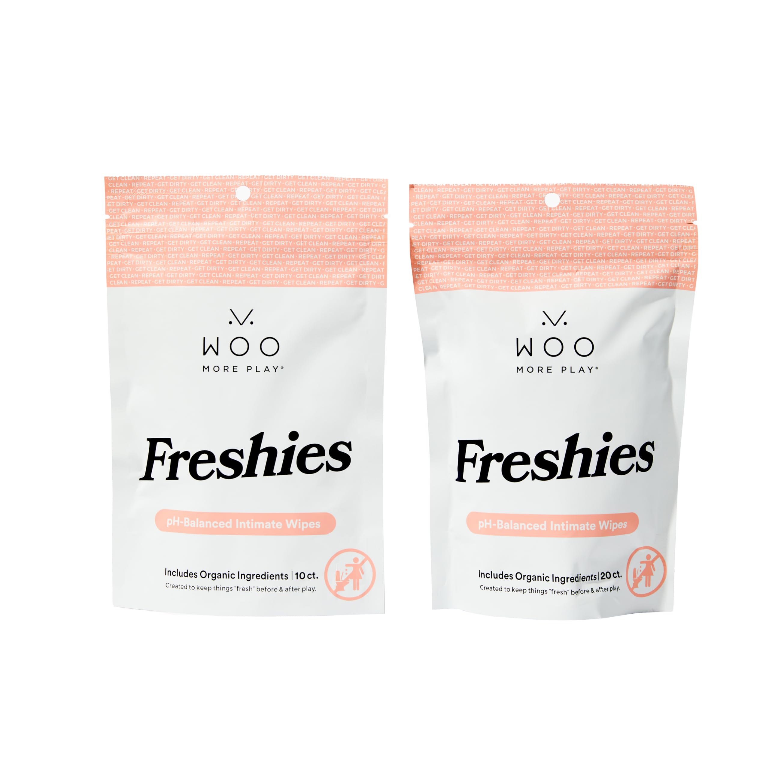 Woo More Play Freshies: All-Natural Feminine Intimacy Towelette Wipes with Coconut Water and Aloe Vera, Promotes Feminine Health