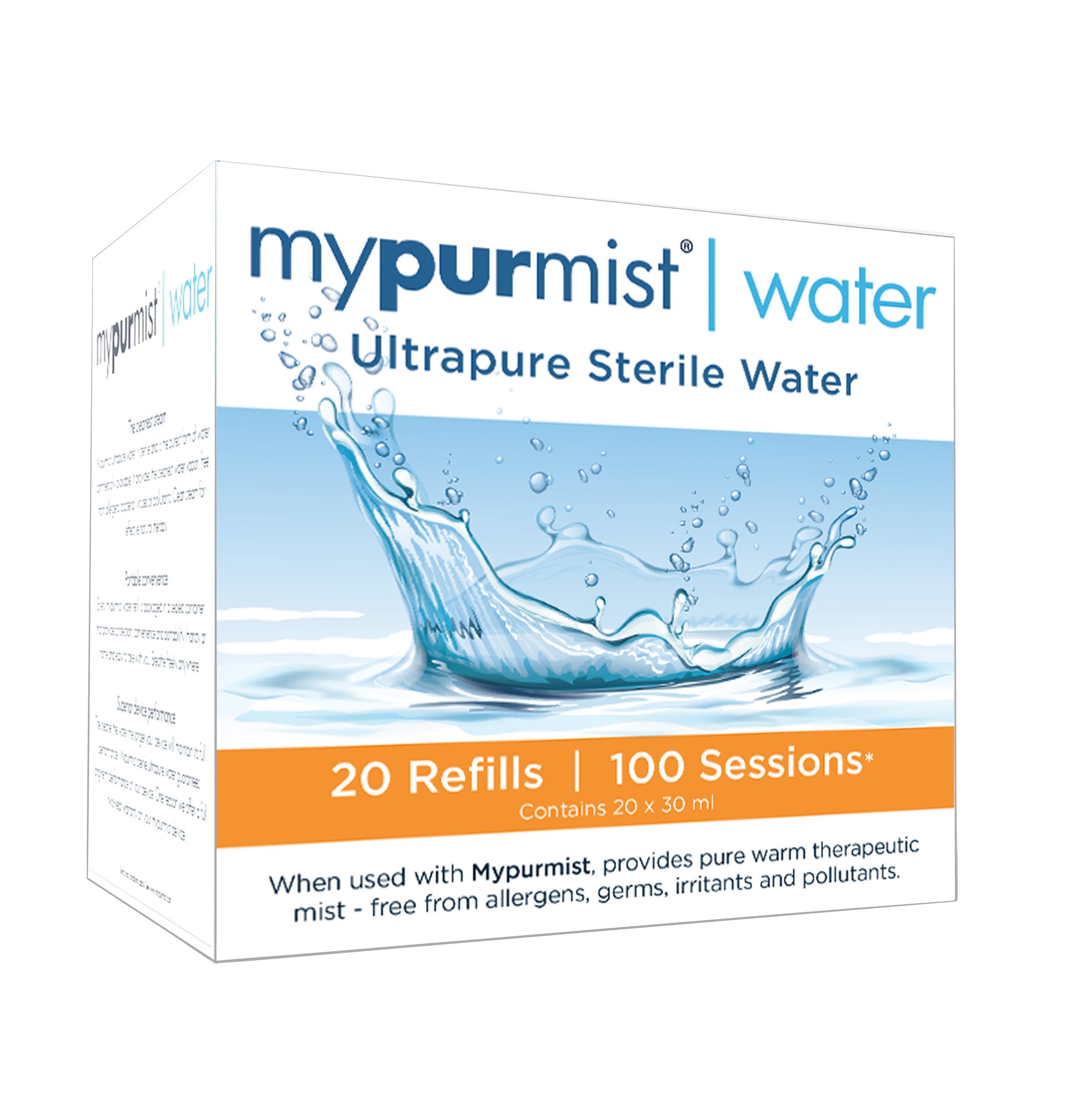 Mypurmist Ultrapure Sterile Water for Personal Steam Inhalers - Cleanest Water Vapor, Free from allergens, irritants and polluta