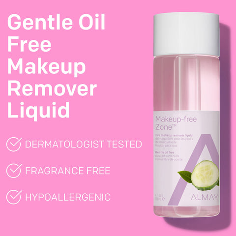 Almay Eye Makeup Remover Liquid with Aloe ,Oil Free, Hypoallergenic, Fragrance Free, Dermatologist & Ophthalmologist Tested, 4 F