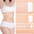 Geiserailie 120 Pcs Castor Oil Patches Kit Disposable Castor Oil Pack Wrap Self Adhesive Multi Size Pads for Neck Belly Waist St
