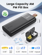 Weekly Pill Organizer 2 Times a Day, 7 Day AM PM Pill Box with Built-in Desiccant, Portable Medicine Case with 7 Detachable Cont