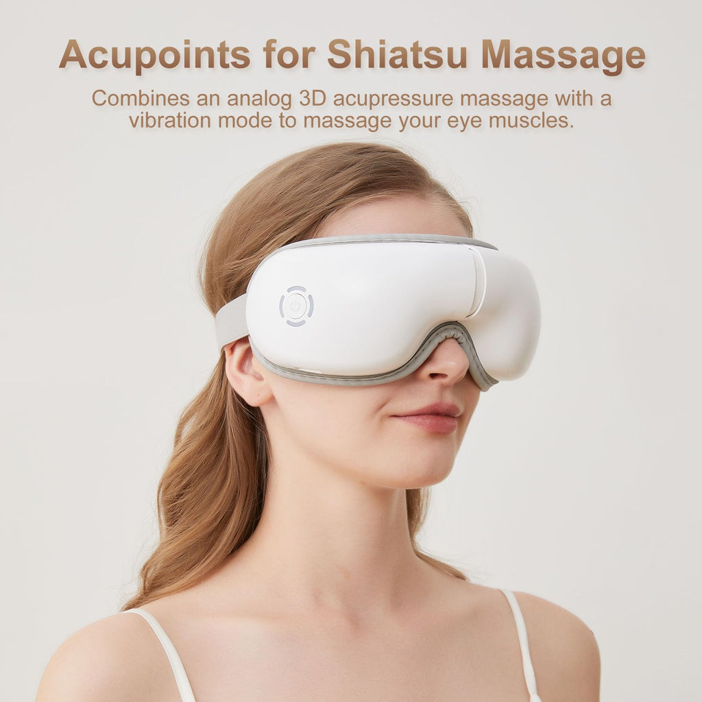 LAOBEN Eye Massager with Heat, Heated Eye Mask with Bluetooth Music, Massages Eye Muscles, Eye Care Gift with 5 Massage Modes an