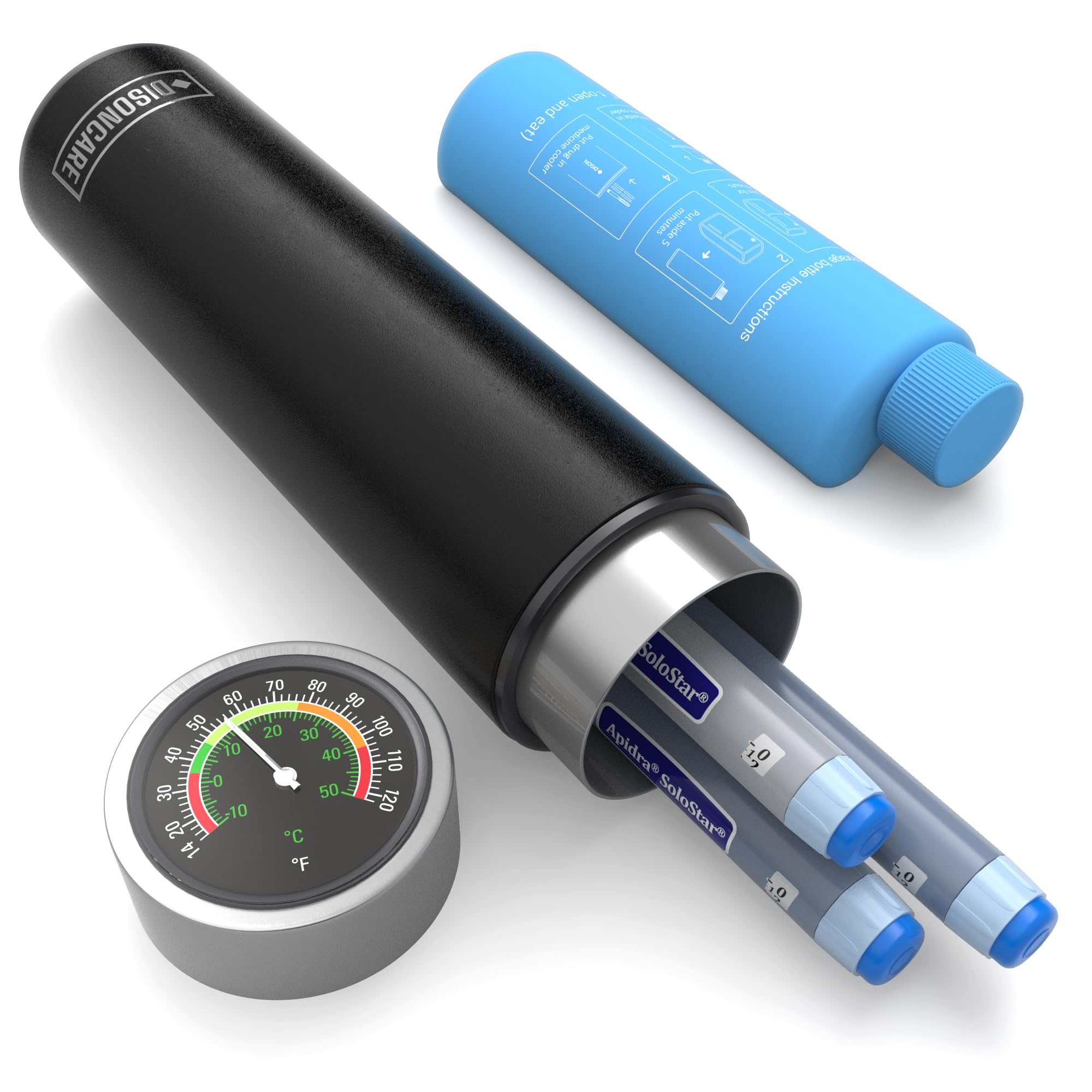 DISONCARE Odyssey 60H Insulin Cooler | Holds 3 Pens, Travel Case with Temperature Dial Cover, TSA-Approved Battery-Free Design, 