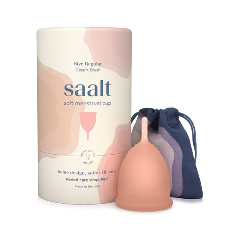 Saalt Soft Menstrual Cup - Best Sensitive Reusable Period Cup - Wear for 12 Hours - Tampon and Pad Alternative (Regular (Pack of