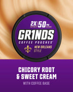 Grinds Coffee Pouches |Tobacco Free, Nicotine Free Healthy Alternative | 6 Cans of New Orleans | Made in the USA | 18 Pouches Pe